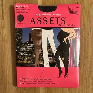 Assets by Sara Blakely Marvelous Mama Black Opaque Patterned Maternity Tights
